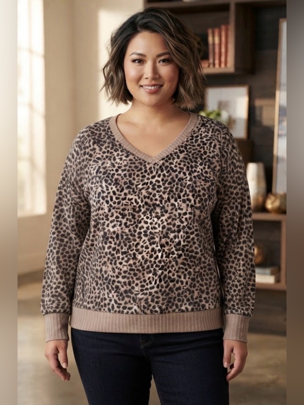 Torrid -Leopard V-Neck Super Soft Sweater
